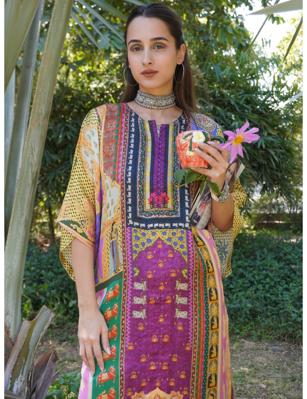 The Boozy Button Dastaan Purple Cotton Silk Kaftan Pant – Studio J Shop