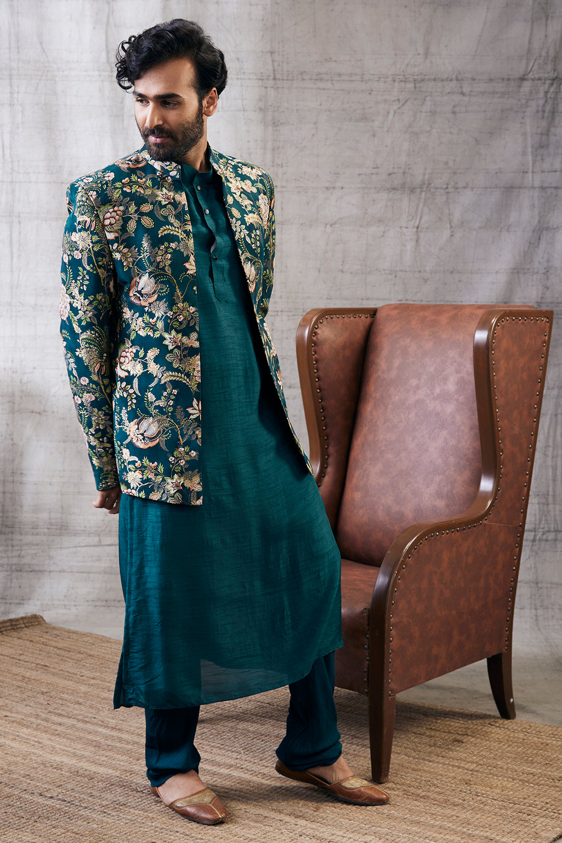 Mehr Printed Jacket with kurta set