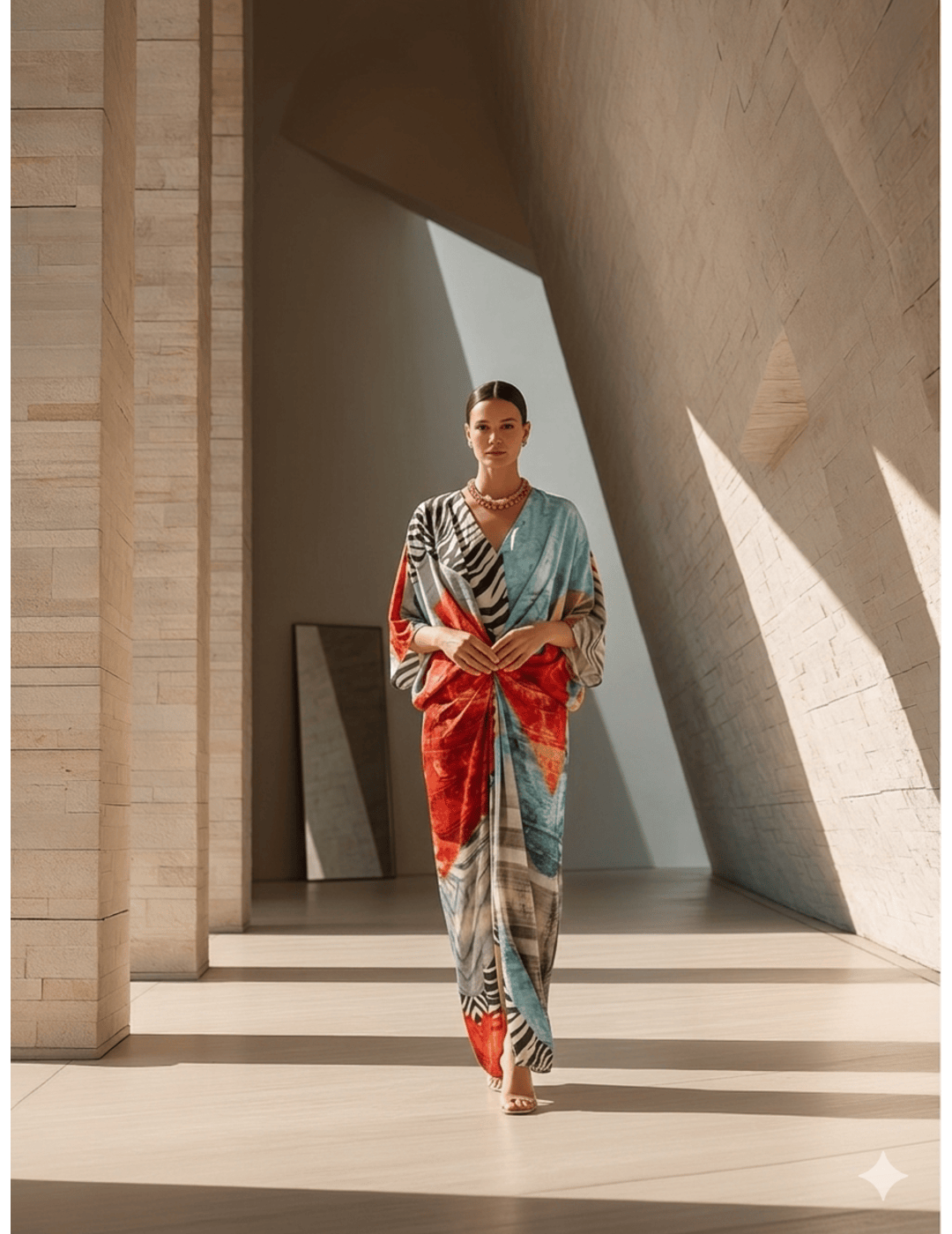 Escara Blue Cotton Satin Silk Dress
