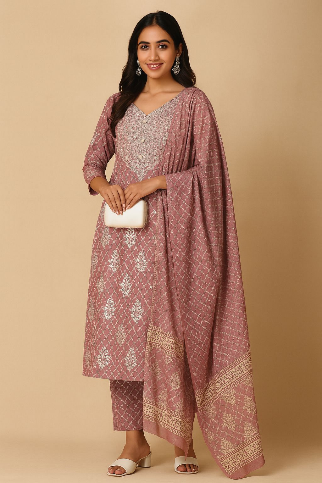 Ruhani – Mauve Pink Kurta Set with Dupatta