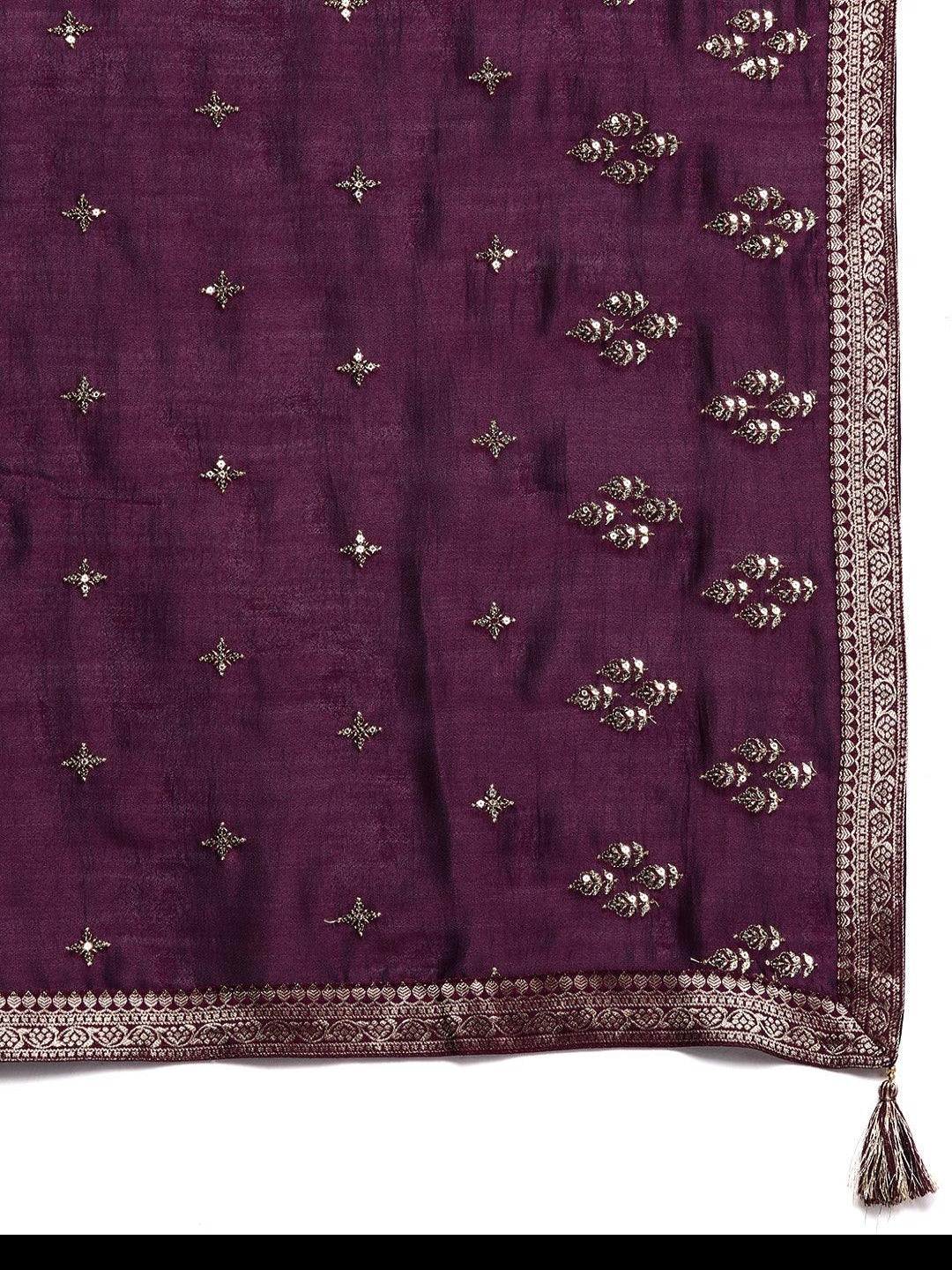 Purple Silk Blend Kurta Set