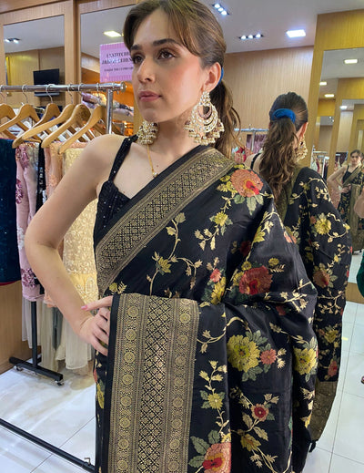 Black Floral Saree