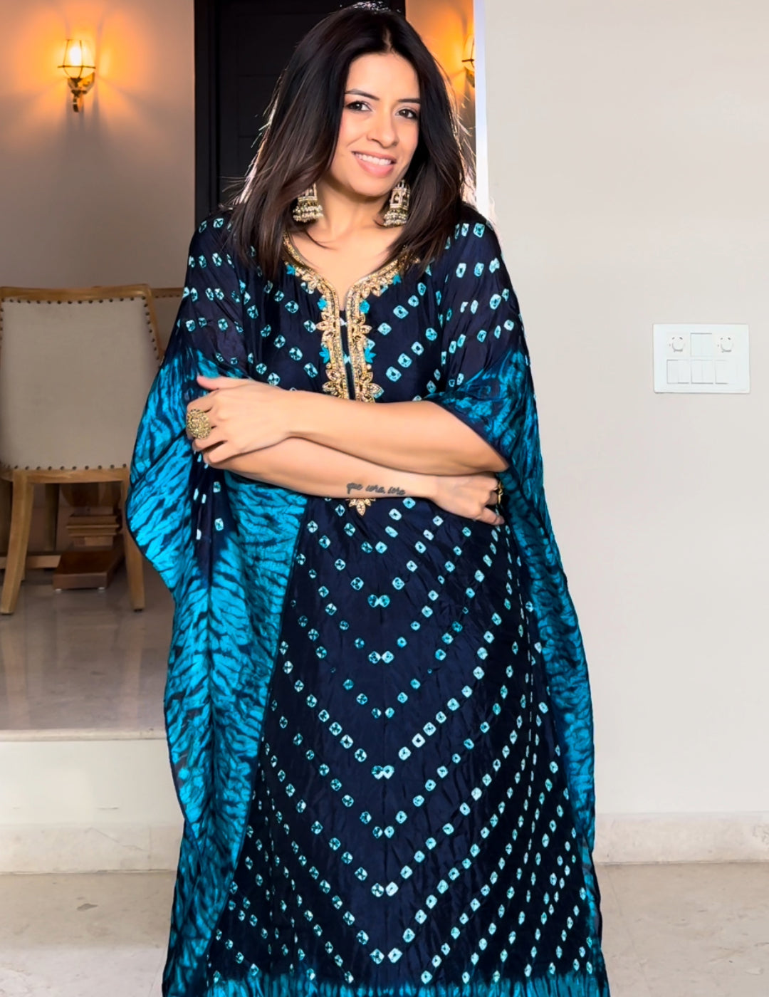 Blue Art Silk Kaftan