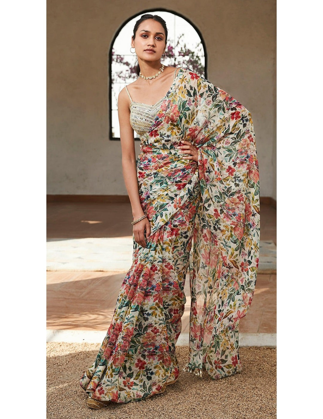 Floral Print Saree