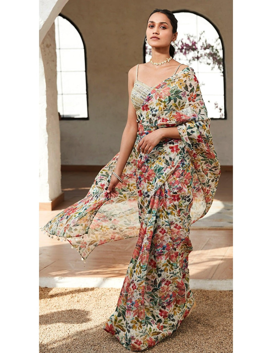 Floral Print Saree