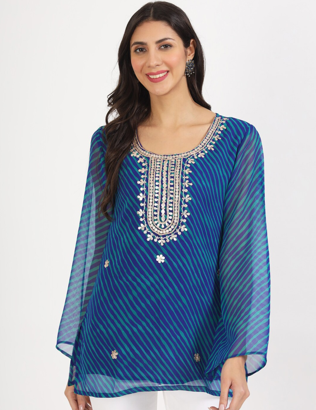 Blue Leheriya Georgette Kurti singapore