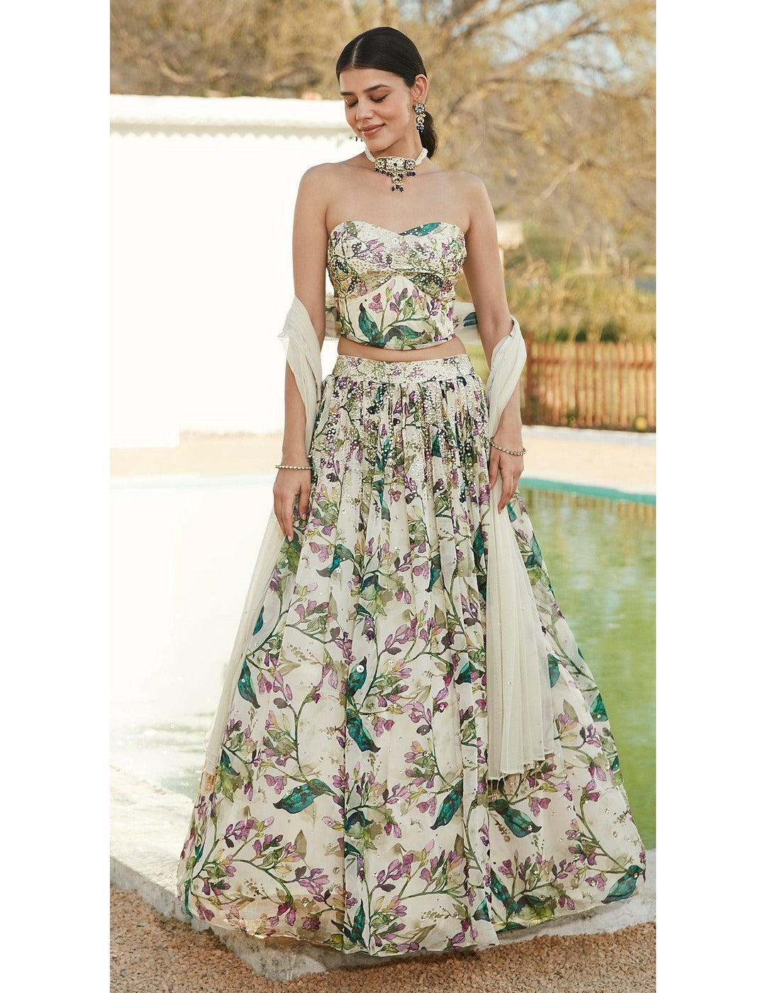 Ivory Printed Lehenga Set