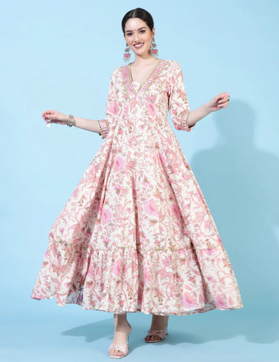 Ivory Floral Anarkali