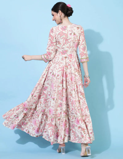Ivory Floral Anarkali