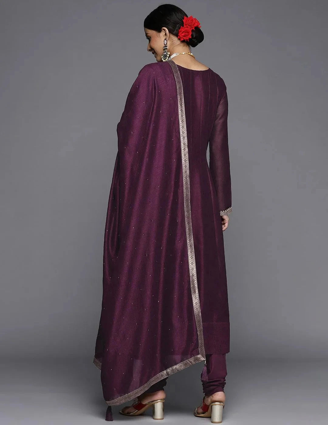 Purple Yoke Design Anarkali Set