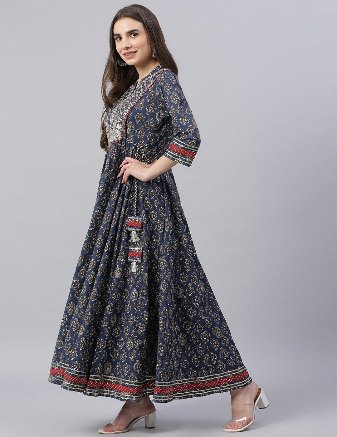 Blue Cotton Anarkali Kurta