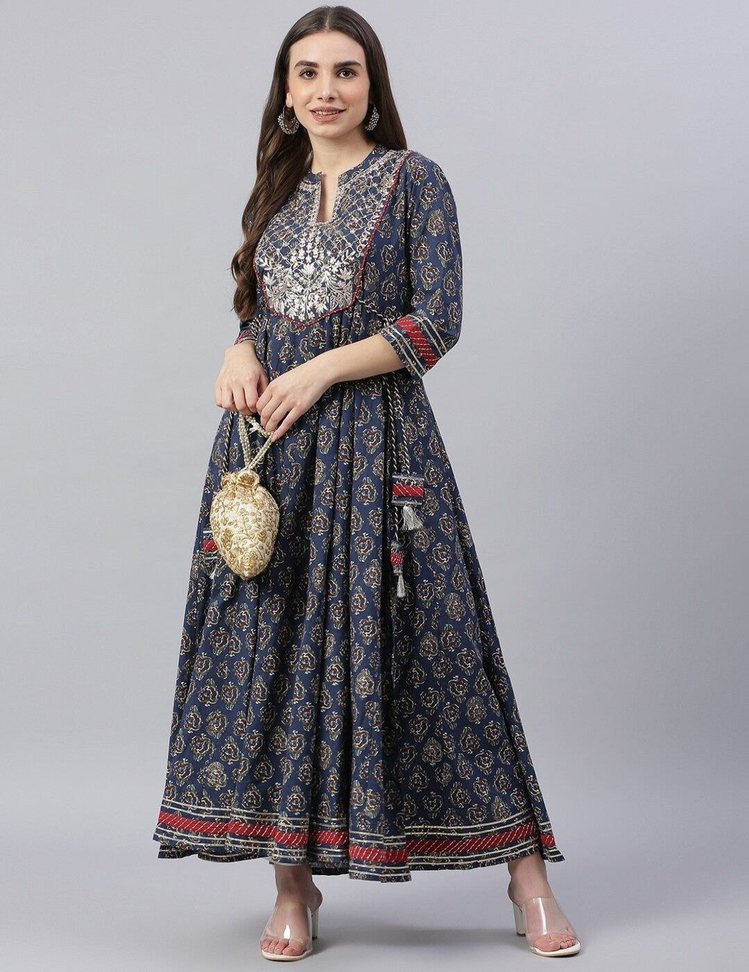 Blue Cotton Anarkali Kurta