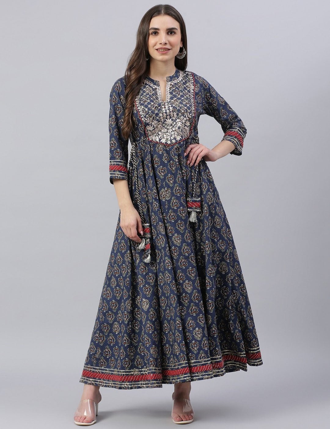 Blue Cotton Anarkali Kurta