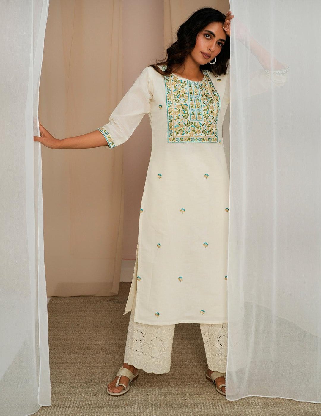 Floral Cotton Straight Kurta