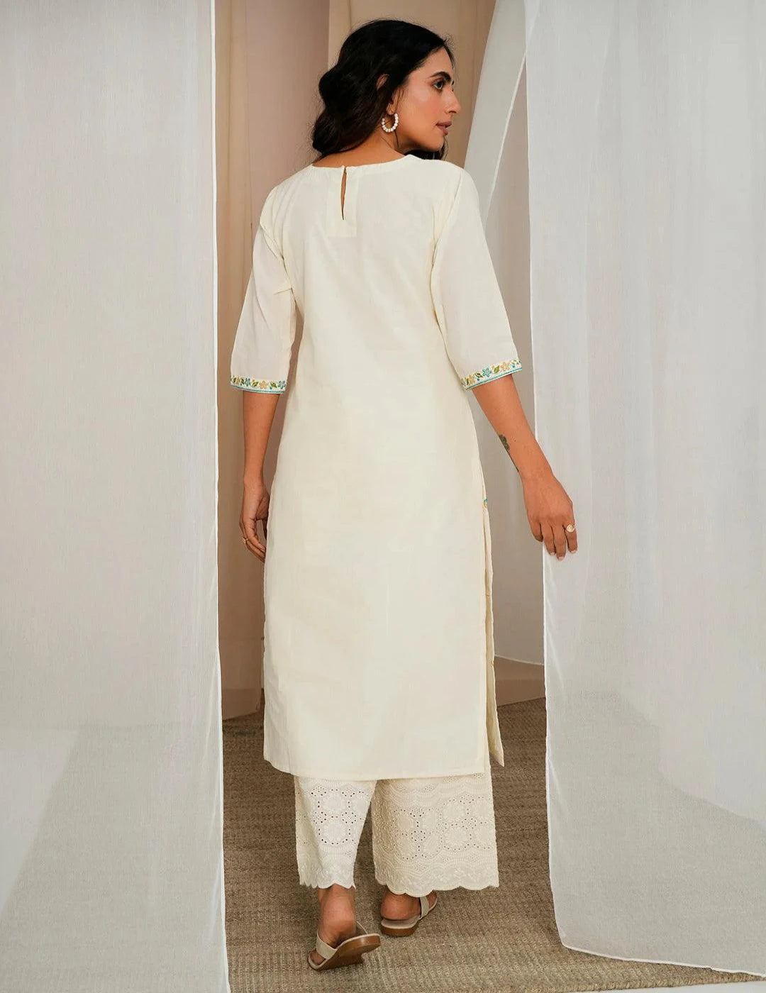 Floral Cotton Straight Kurta