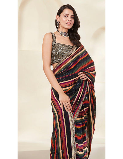 Multicolour Printed & Embroidered Saree