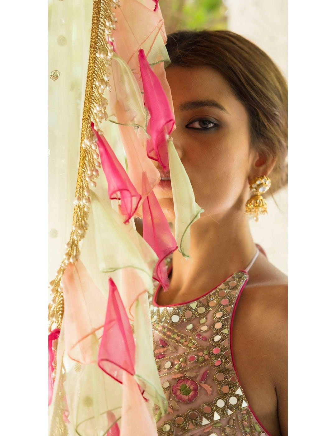 Pink Mirror Lehenga set