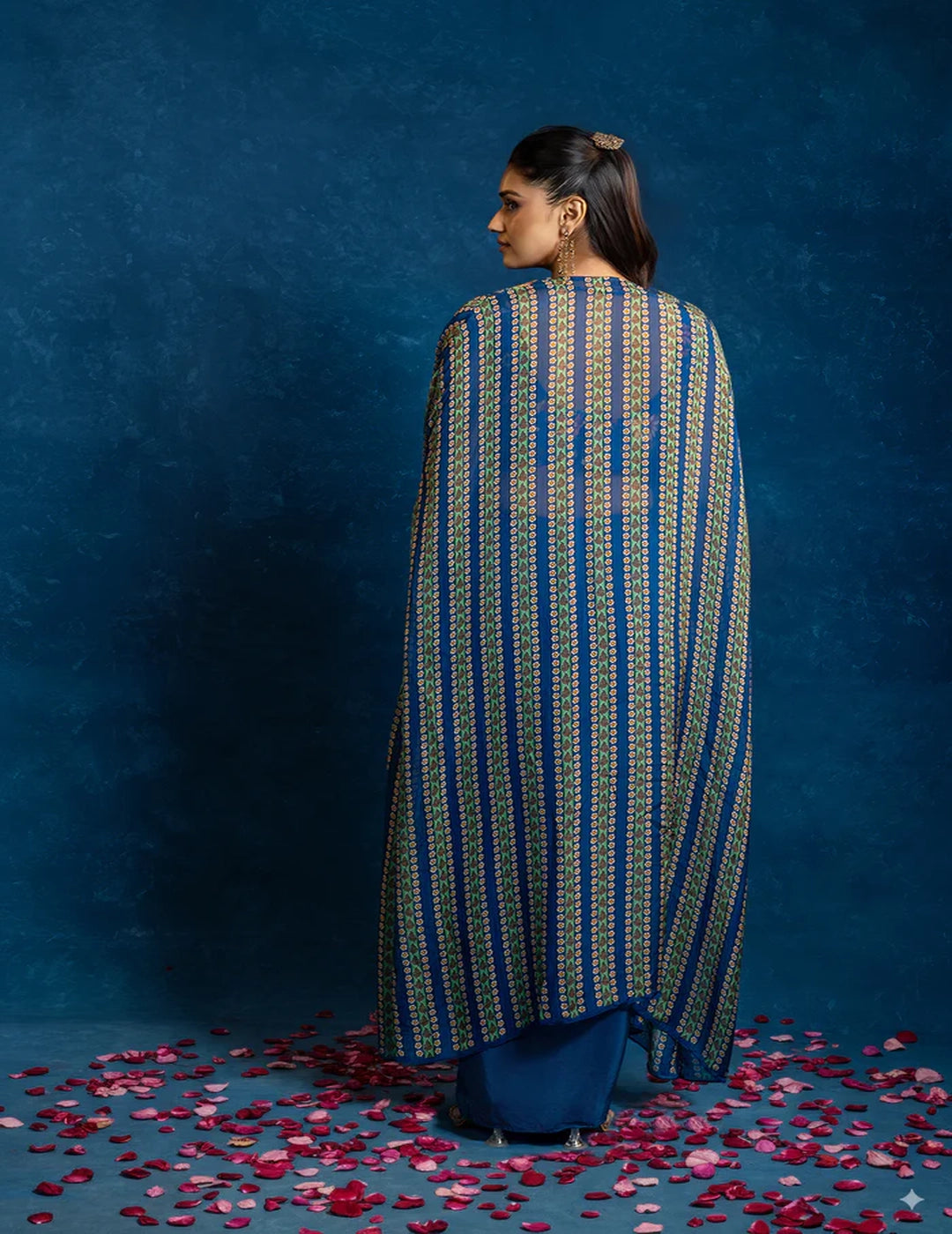 Aarani Rimmer Aarani Embellished Drape Skirt Set with Long Cape β Studio J Shop