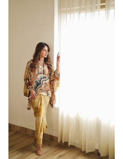 Toasty Yellow Silk Drape Skirt and Top