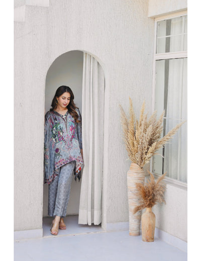 Cold Brew Grey Silk Top and Pant Coords