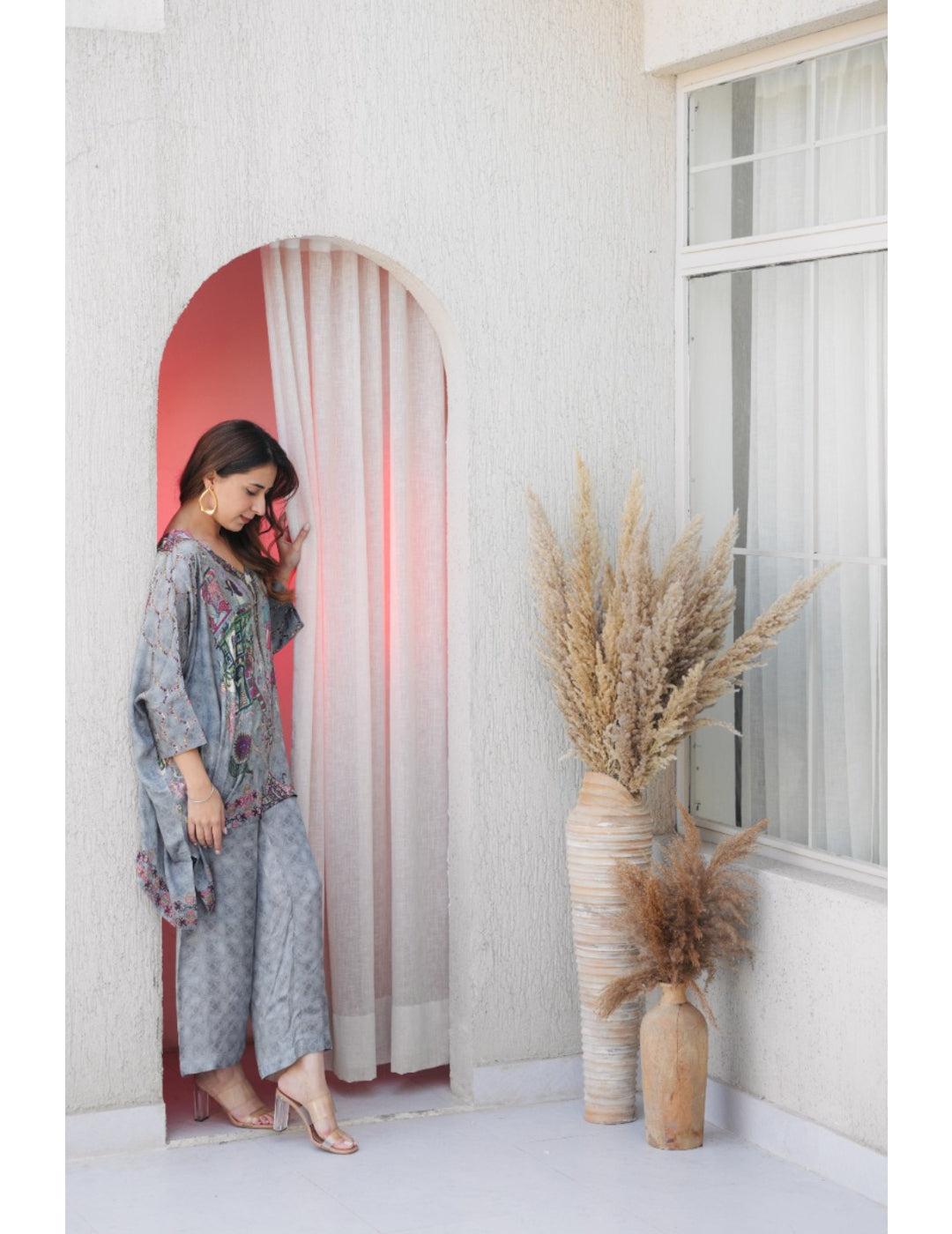 Cold Brew Grey Silk Top and Pant Coords