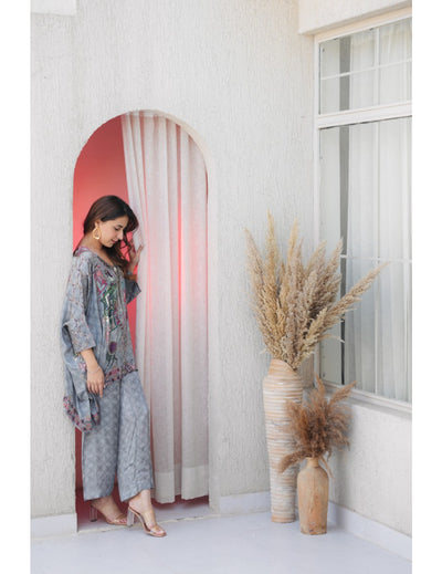 Cold Brew Grey Silk Top and Pant Coords