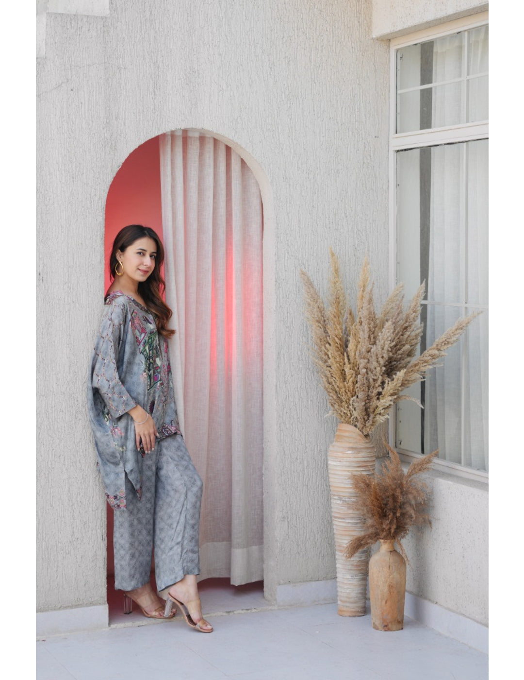 Cold Brew Grey Silk Top and Pant Coords