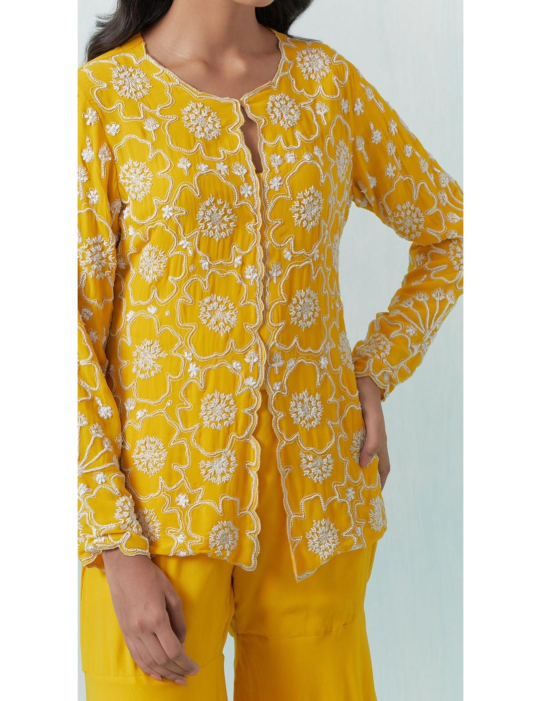 buy online Yellow Embroidered Co-ords 