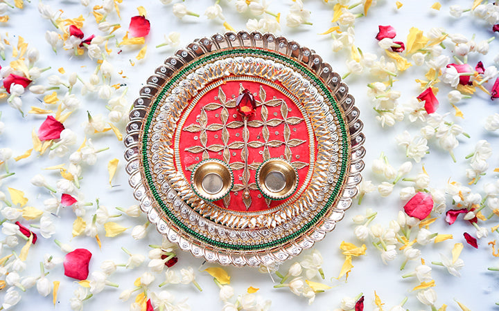 Red Prayer / Pooja Thali indian 