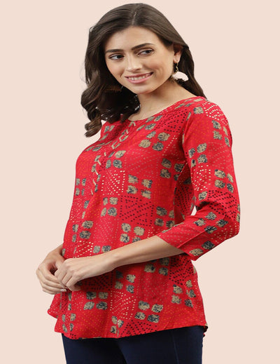 best boutique Red Printed Short Kurti