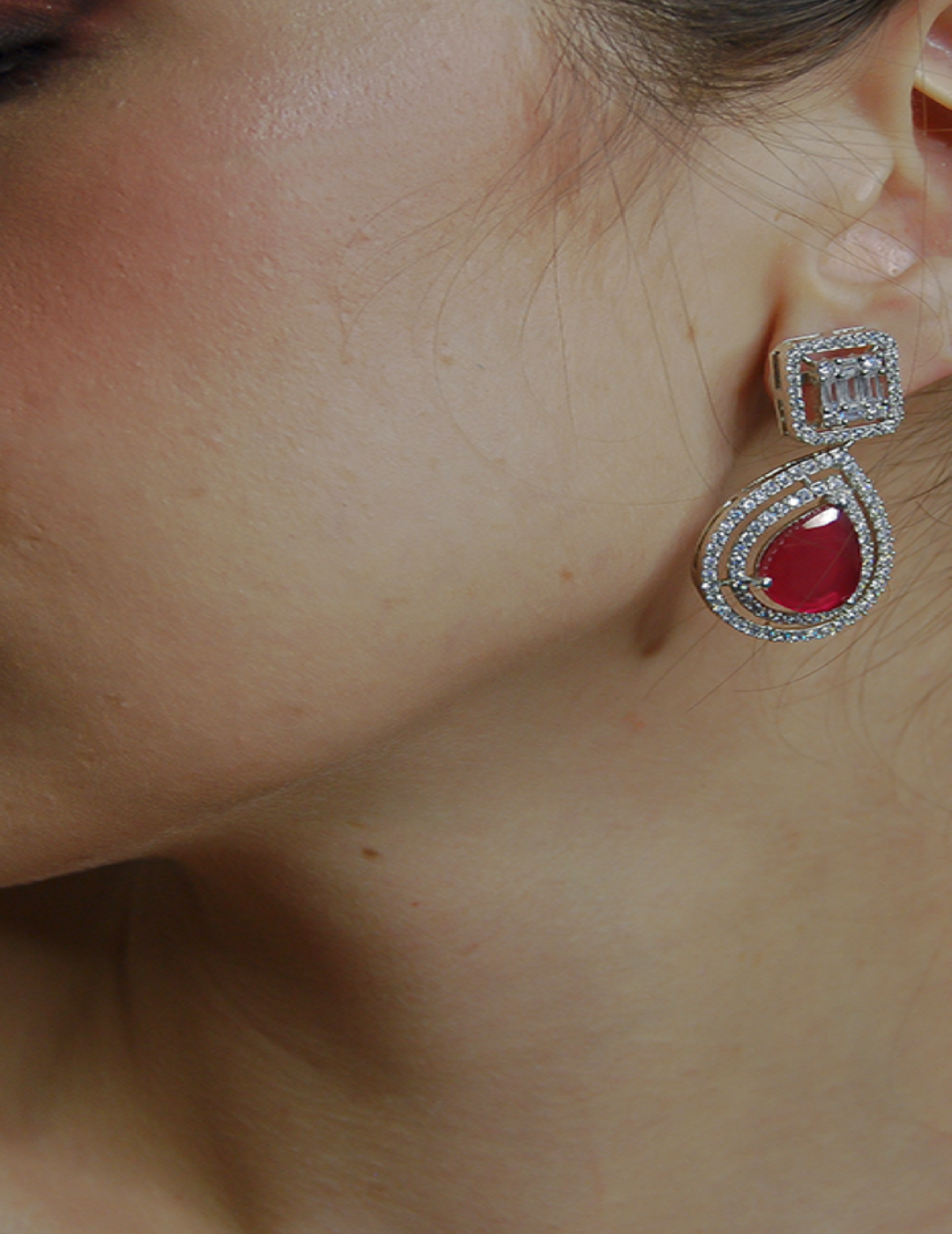 buy online Red Faux Diamond Earrings