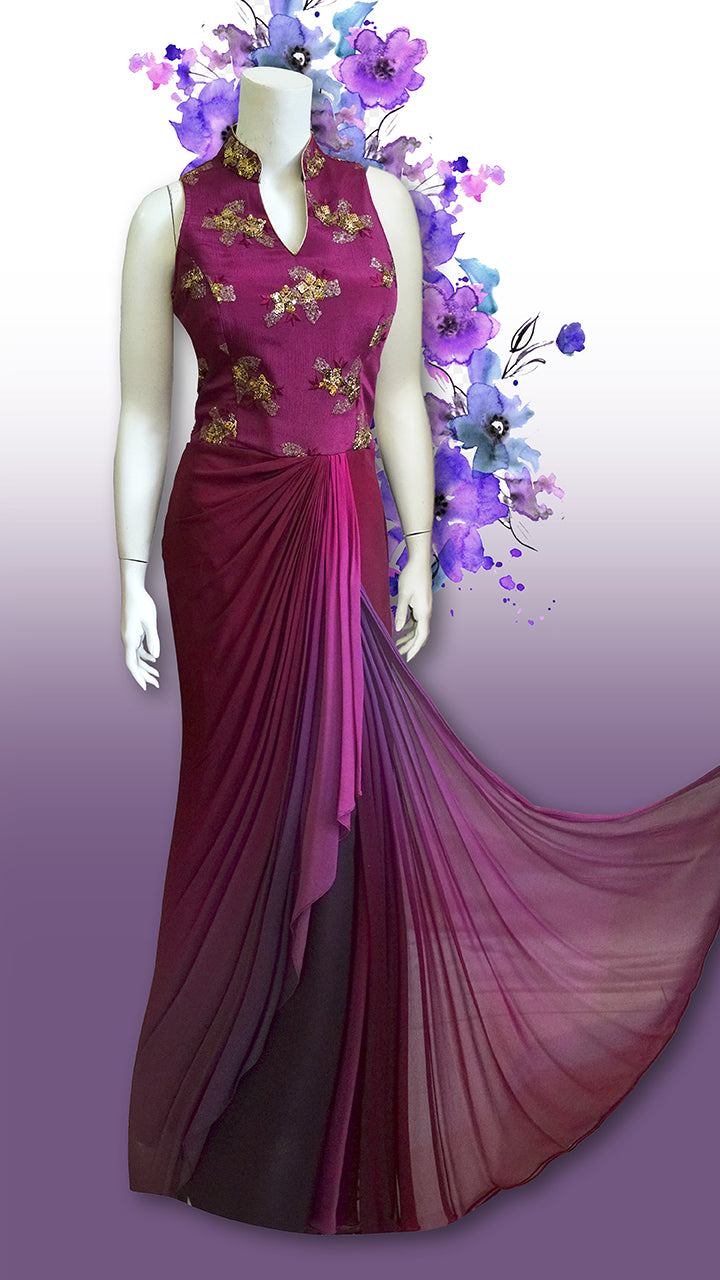 Purple Pleated Gown online shop