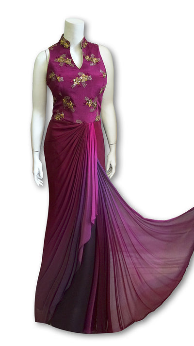 indian boutique Purple Pleated Gown singapore