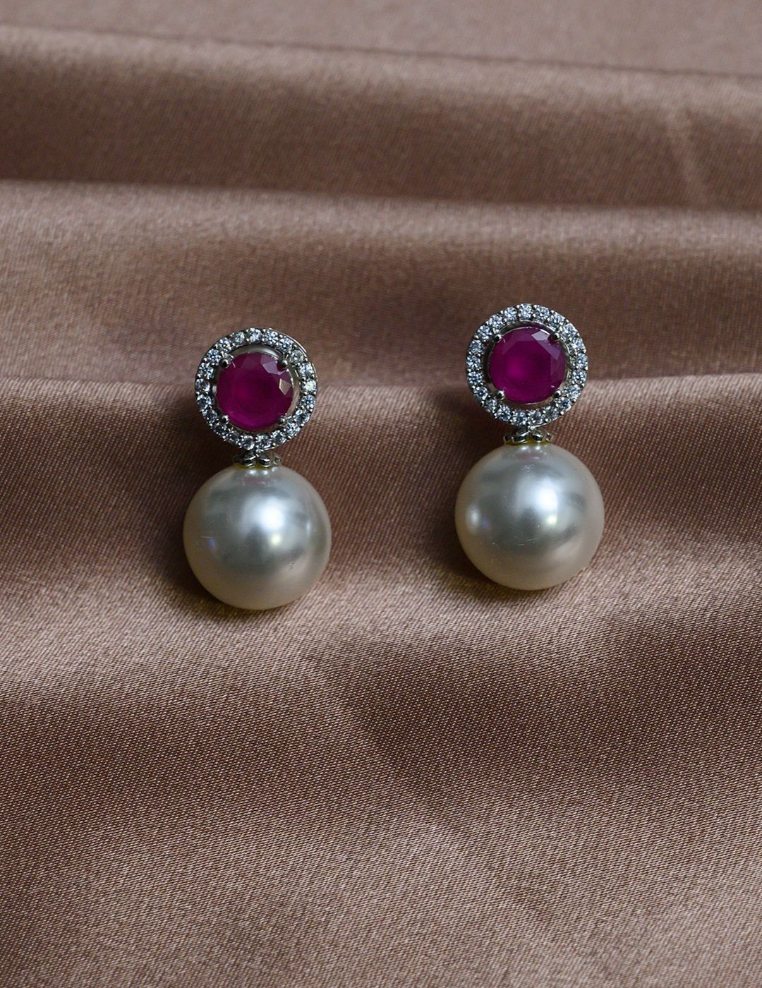 Ruby Pearl Dazzle Earrings.