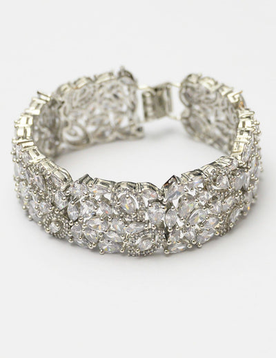 Jinder's Stunning Silver Faux Diamond Studded Bracelet Fashion Accessory For Women