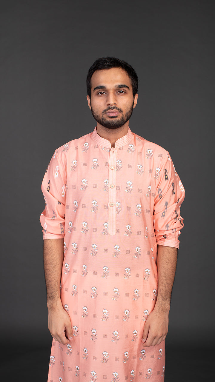 Peach MulMul Embroidered Kurta Set online singapore shop