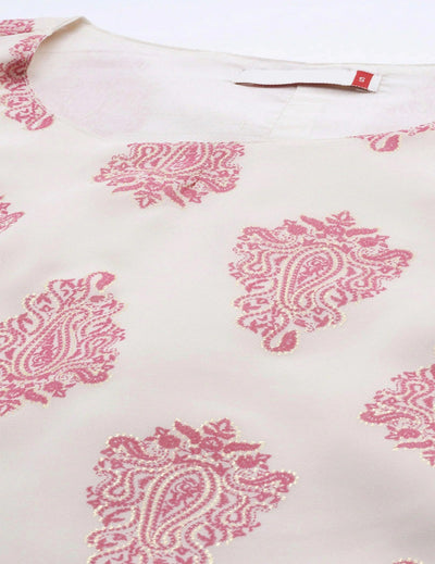 new White & Pink Printed Short Kurti