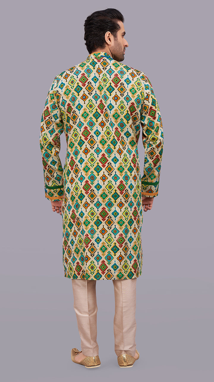 indian Multi Colour Cotton Kurta With Solid Churidar singapore